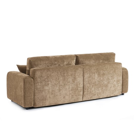 Canapé droit convertible LIVIO 3 places tissu marron