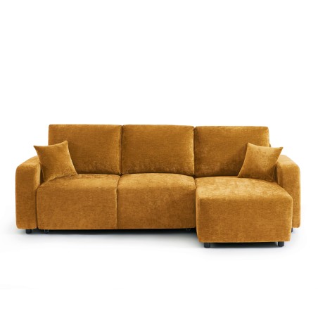 Canapé d'angle convertible et réversible LIVIO 4 places tissu jaune