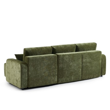 Canapé d'angle convertible et réversible LIVIO 4 places tissu vert