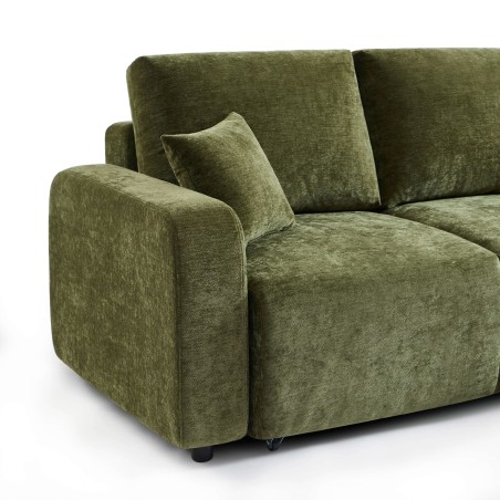 Canapé d'angle convertible et réversible LIVIO 4 places tissu vert