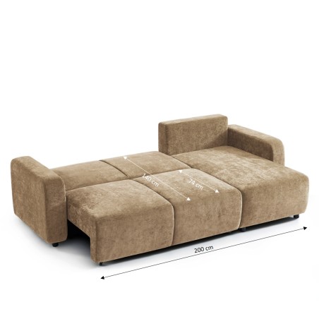 Canapé d'angle convertible et réversible LIVIO 4 places tissu marron