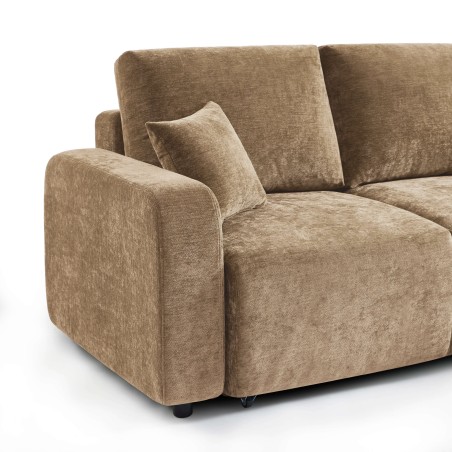Canapé d'angle convertible et réversible LIVIO 4 places tissu marron