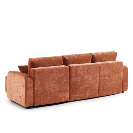 Canapé d'angle convertible et réversible LIVIO 4 places tissu terracotta