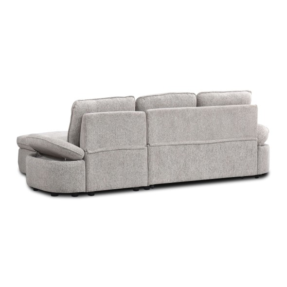 Canapé d'angle convertible et réversible LORMA 4 places tissu chenille tramé beige