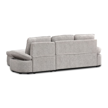 Canapé d'angle convertible et réversible LORMA 4 places tissu chenille tramé beige