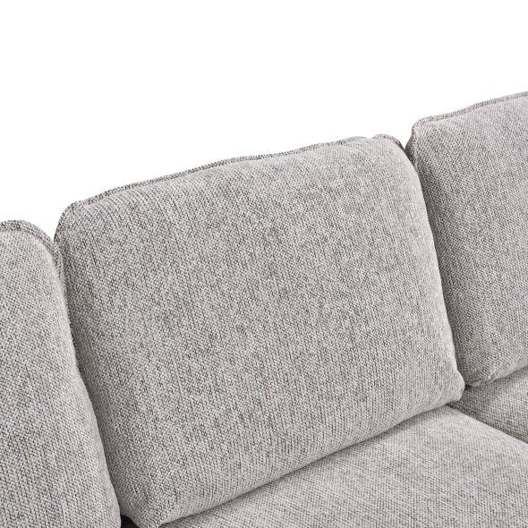 Canapé d'angle convertible et réversible LORMA 4 places tissu chenille tramé beige