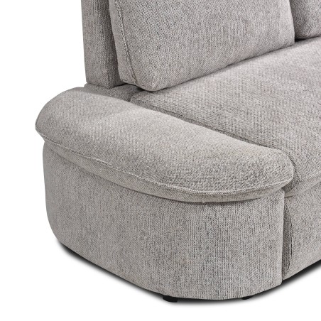 Canapé d'angle convertible et réversible LORMA 4 places tissu chenille tramé beige