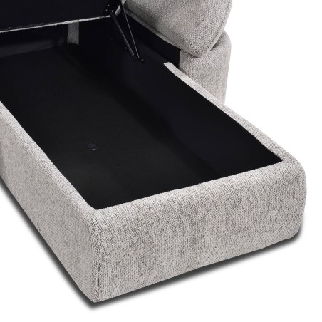 Canapé d'angle convertible et réversible LORMA 4 places tissu chenille tramé beige
