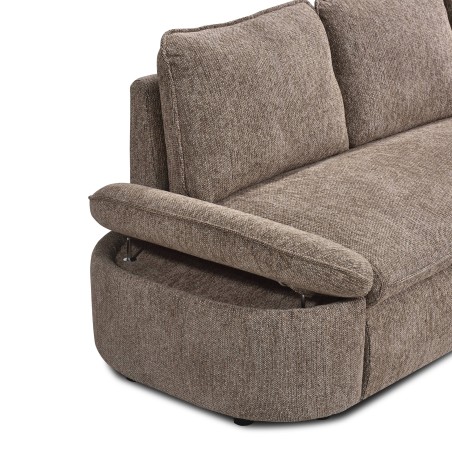 Canapé d'angle convertible et réversible LORMA 4 places tissu chenille tramé marron