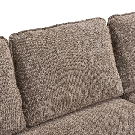 Canapé d'angle convertible et réversible LORMA 4 places tissu chenille tramé marron