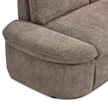 Canapé d'angle convertible et réversible LORMA 4 places tissu chenille tramé marron