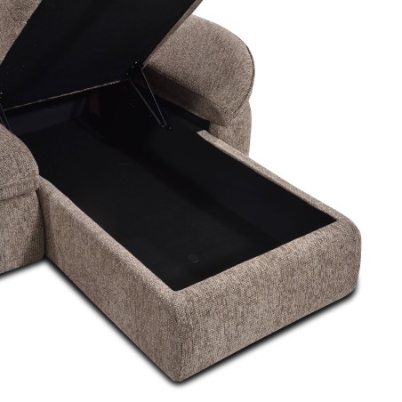 Canapé d'angle convertible et réversible LORMA 4 places tissu chenille tramé marron