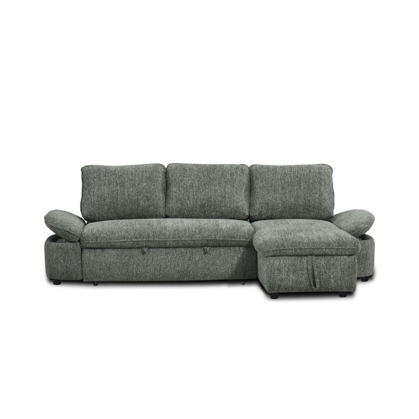 Canapé d'angle convertible et réversible LORMA 4 places tissu chenille tramé vert