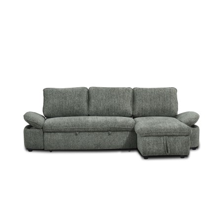 Canapé d'angle convertible et réversible LORMA 4 places tissu chenille tramé vert