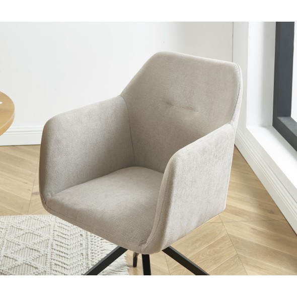 Fauteuil de table pivotant DALSTON velours beige