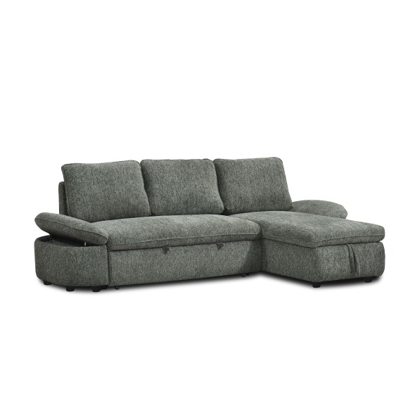 Canapé d'angle convertible et réversible LORMA 4 places tissu chenille tramé vert
