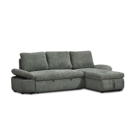 Canapé d'angle convertible et réversible LORMA 4 places tissu chenille tramé vert