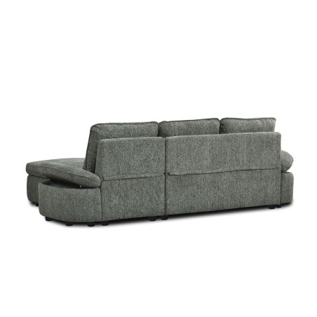 Canapé d'angle convertible et réversible LORMA 4 places tissu chenille tramé vert