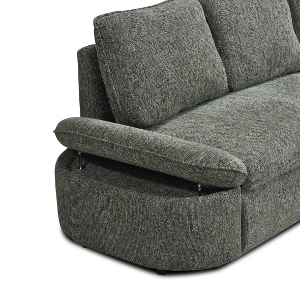 Canapé d'angle convertible et réversible LORMA 4 places tissu chenille tramé vert