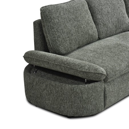 Canapé d'angle convertible et réversible LORMA 4 places tissu chenille tramé vert