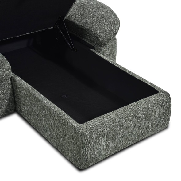 Canapé d'angle convertible et réversible LORMA 4 places tissu chenille tramé vert