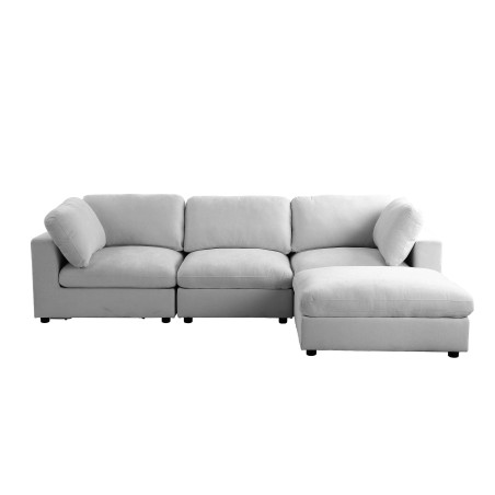 Canapé d'angle modulable MIZAR 4 places tissu gris