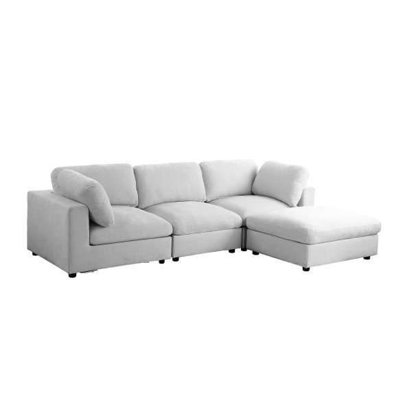 Canapé d'angle modulable MIZAR 4 places tissu gris