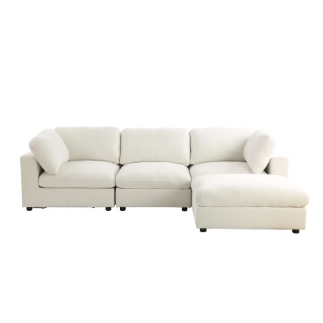 Canapé d'angle modulable MIZAR 4 places tissu beige