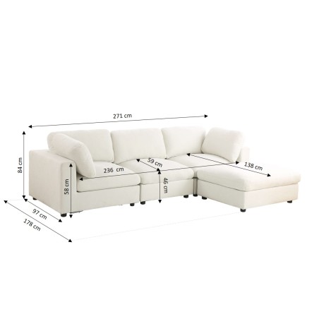 Canapé d'angle modulable MIZAR 4 places tissu beige