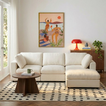 Canapé d'angle modulable MIZAR 4 places tissu beige
