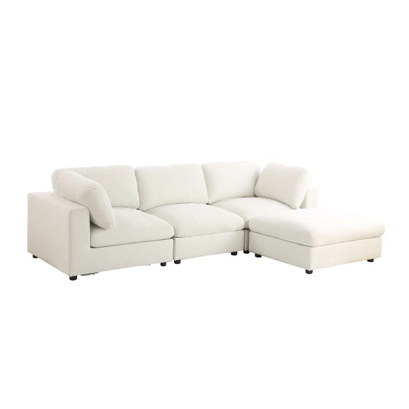 Canapé d'angle modulable MIZAR 4 places tissu beige