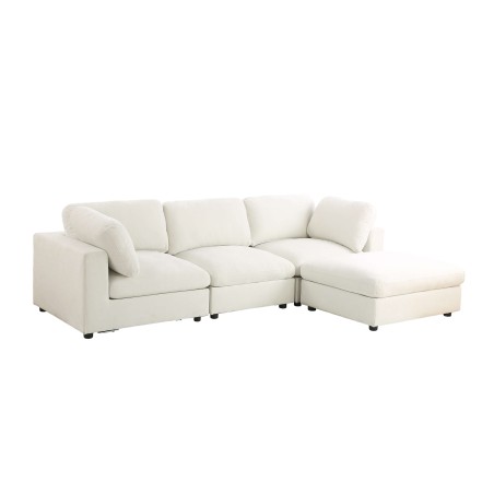Canapé d'angle modulable MIZAR 4 places tissu beige