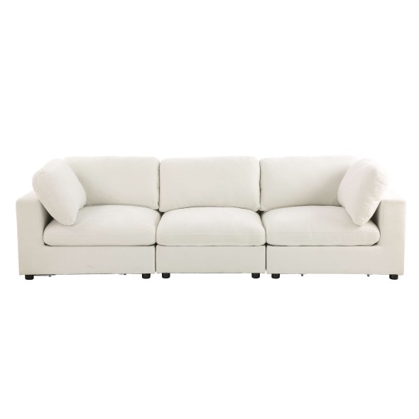 Canapé d'angle modulable MIZAR 4 places tissu beige