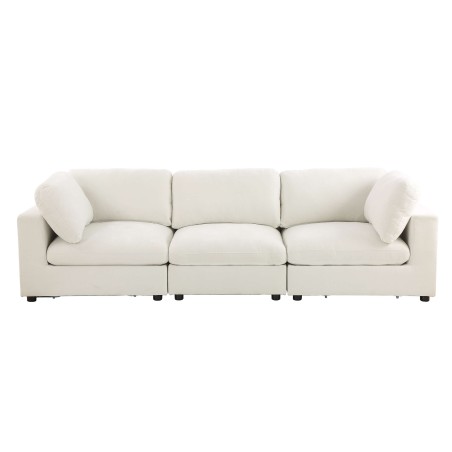 Canapé d'angle modulable MIZAR 4 places tissu beige