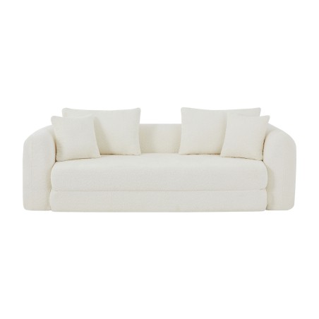 Canapé droit compressé convertible MORPHEO 3 places tissu bouclette beige