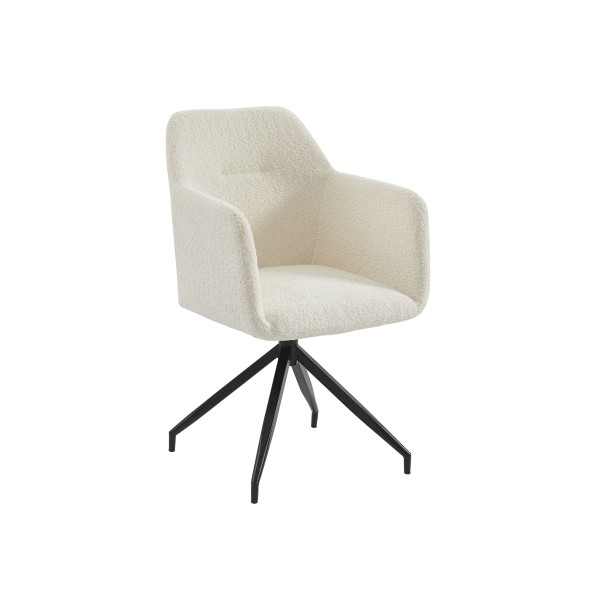 Fauteuil de table pivotant DALSTON tissu bouclette écru