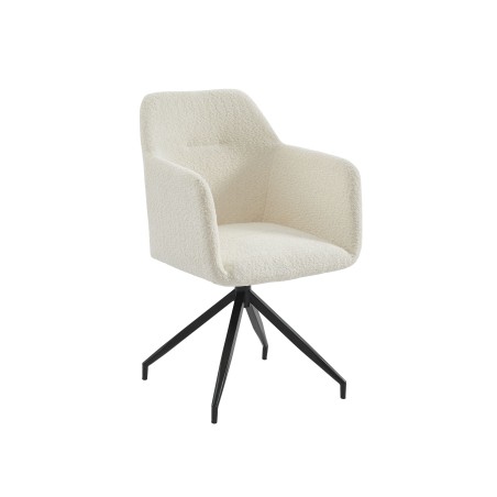 Fauteuil de table pivotant DALSTON tissu bouclette écru