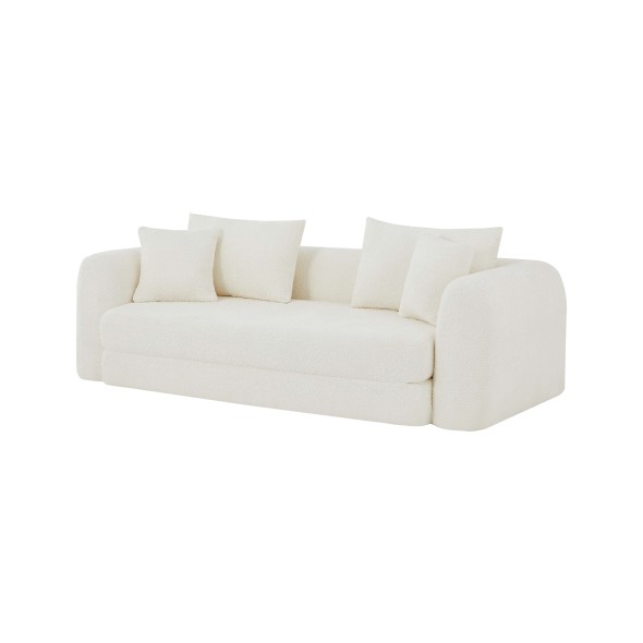 Canapé droit compressé convertible MORPHEO 3 places tissu bouclette beige
