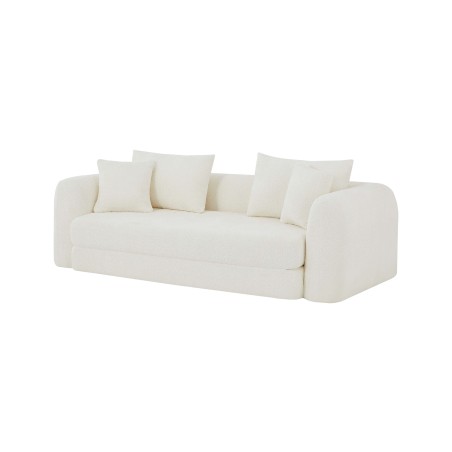 Canapé droit compressé convertible MORPHEO 3 places tissu bouclette beige