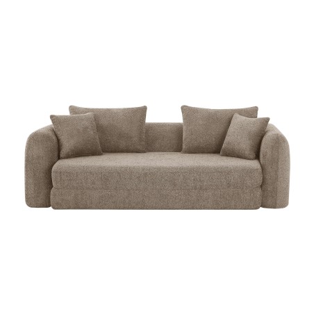 Canapé droit compressé convertible MORPHEO 3 places tissu bouclette marron