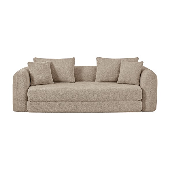 Canapé droit compressé convertible MORPHEO 3 places tissu bouclette taupe