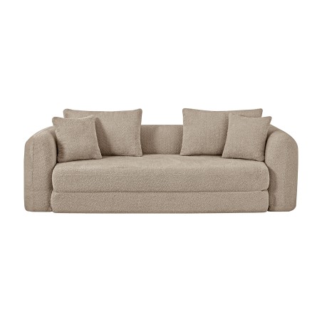 Canapé droit compressé convertible MORPHEO 3 places tissu bouclette taupe