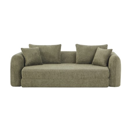 Canapé droit compressé convertible MORPHEO 3 places tissu bouclette vert