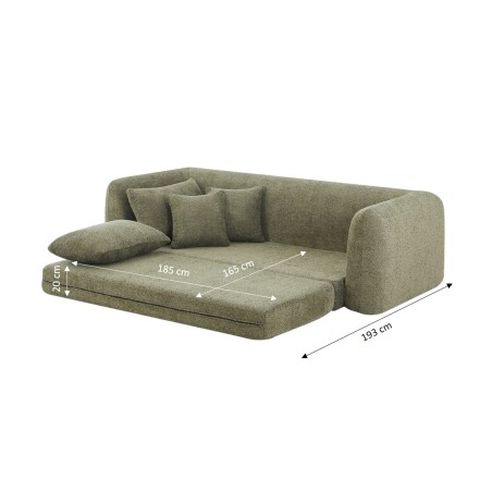 Canapé droit compressé convertible MORPHEO 3 places tissu bouclette vert