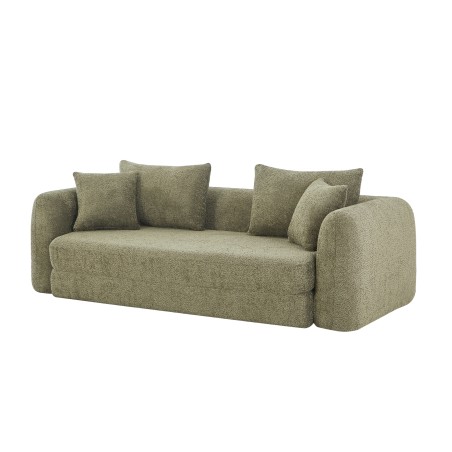 Canapé droit compressé convertible MORPHEO 3 places tissu bouclette vert