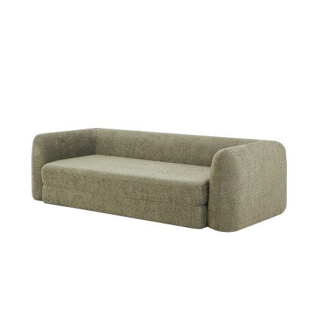 Canapé droit compressé convertible MORPHEO 3 places tissu bouclette vert