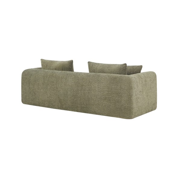 Canapé droit compressé convertible MORPHEO 3 places tissu bouclette vert