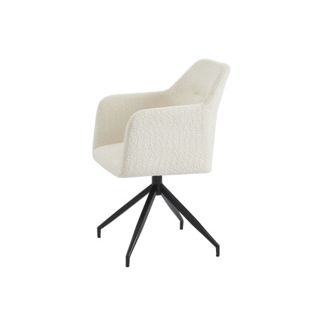 Fauteuil de table pivotant DALSTON tissu bouclette écru