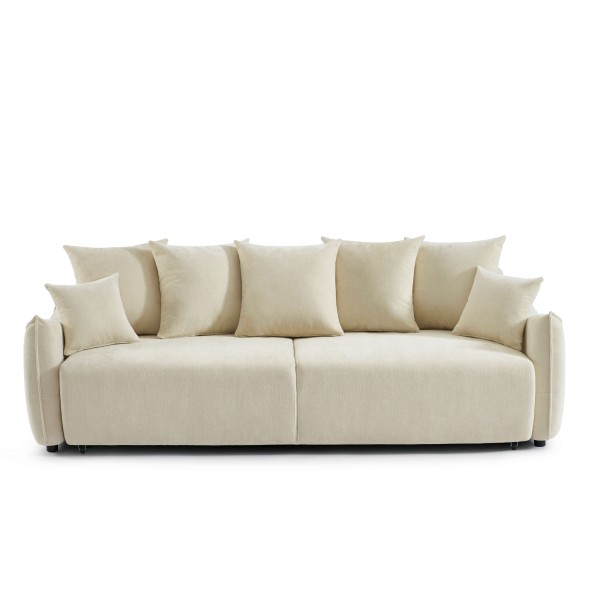 Canapé droit convertible OPALINE 3 places tissu beige