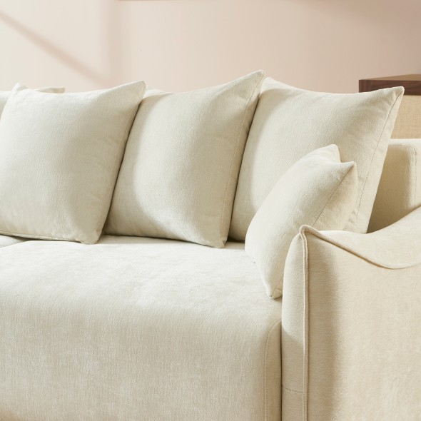 Canapé droit convertible OPALINE 3 places tissu beige